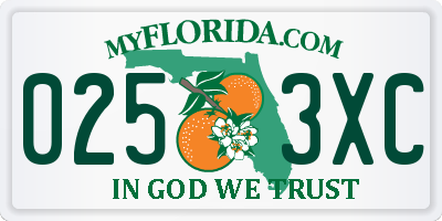 FL license plate 0253XC