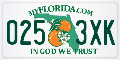 FL license plate 0253XK