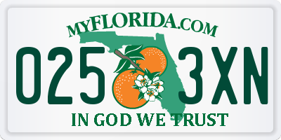 FL license plate 0253XN