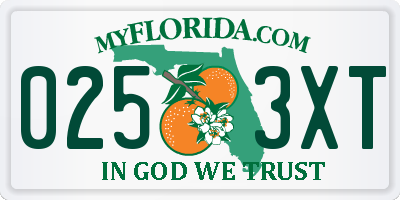 FL license plate 0253XT