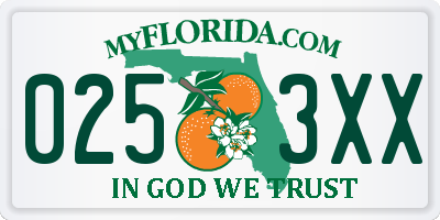 FL license plate 0253XX