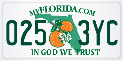 FL license plate 0253YC