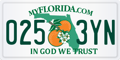 FL license plate 0253YN