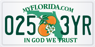 FL license plate 0253YR