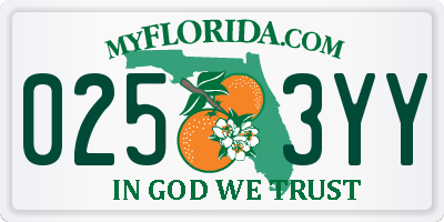 FL license plate 0253YY