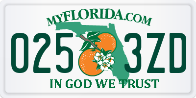 FL license plate 0253ZD
