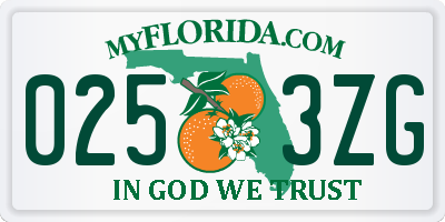 FL license plate 0253ZG