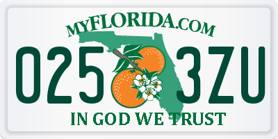 FL license plate 0253ZU