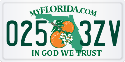 FL license plate 0253ZV