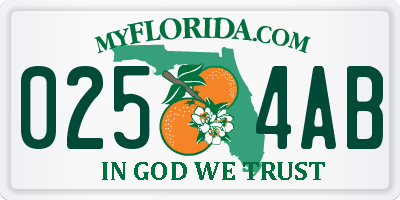 FL license plate 0254AB