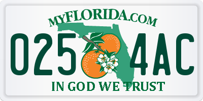 FL license plate 0254AC