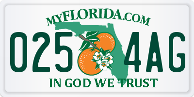 FL license plate 0254AG