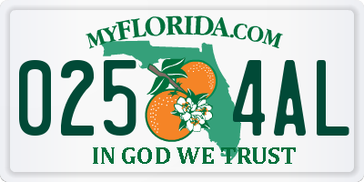 FL license plate 0254AL