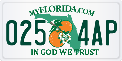 FL license plate 0254AP