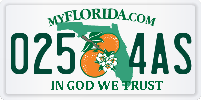 FL license plate 0254AS