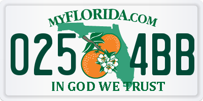 FL license plate 0254BB