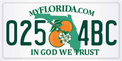 FL license plate 0254BC