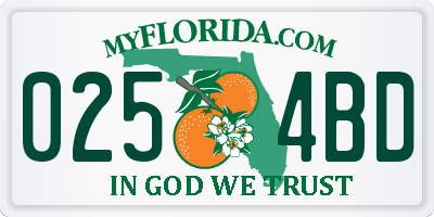 FL license plate 0254BD