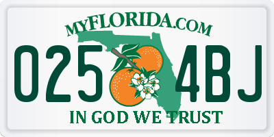 FL license plate 0254BJ