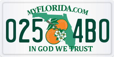 FL license plate 0254BO