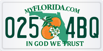 FL license plate 0254BQ