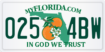 FL license plate 0254BW