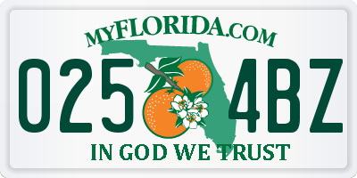 FL license plate 0254BZ