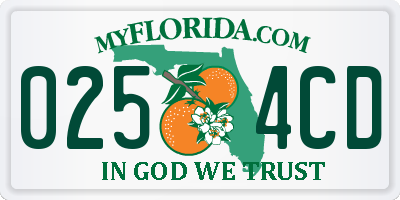 FL license plate 0254CD
