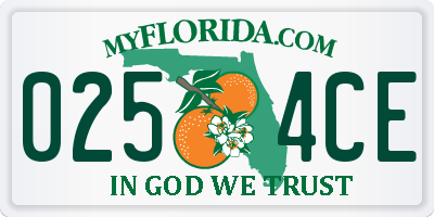 FL license plate 0254CE