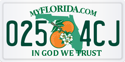 FL license plate 0254CJ