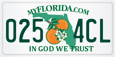 FL license plate 0254CL