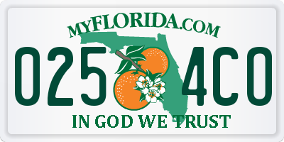 FL license plate 0254CO