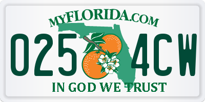 FL license plate 0254CW