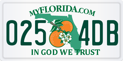 FL license plate 0254DB