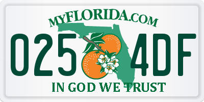 FL license plate 0254DF