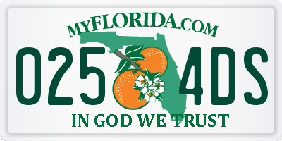 FL license plate 0254DS