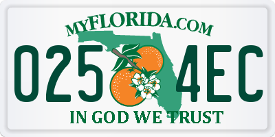 FL license plate 0254EC