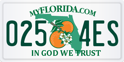 FL license plate 0254ES