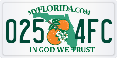 FL license plate 0254FC