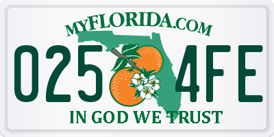 FL license plate 0254FE
