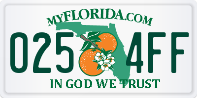 FL license plate 0254FF