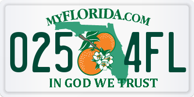 FL license plate 0254FL