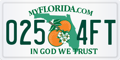 FL license plate 0254FT