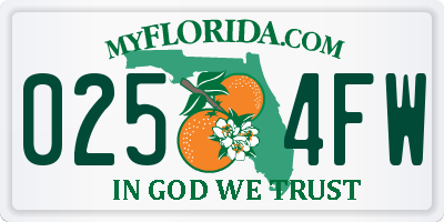 FL license plate 0254FW