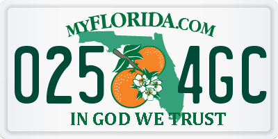 FL license plate 0254GC