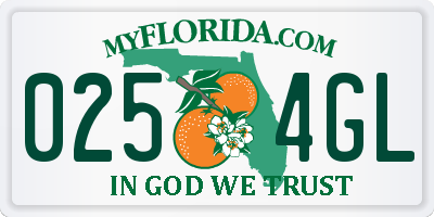 FL license plate 0254GL
