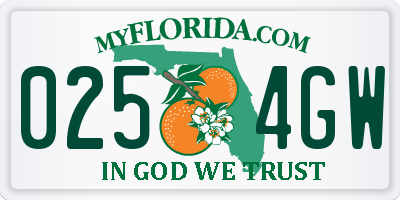 FL license plate 0254GW