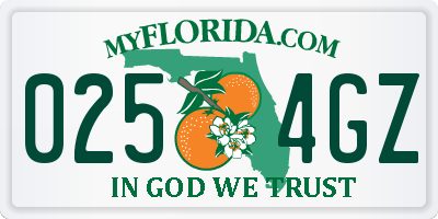 FL license plate 0254GZ