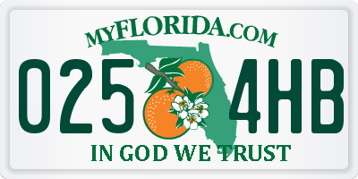 FL license plate 0254HB
