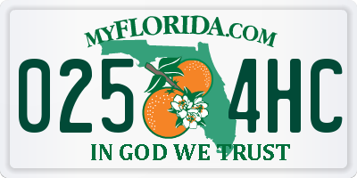 FL license plate 0254HC